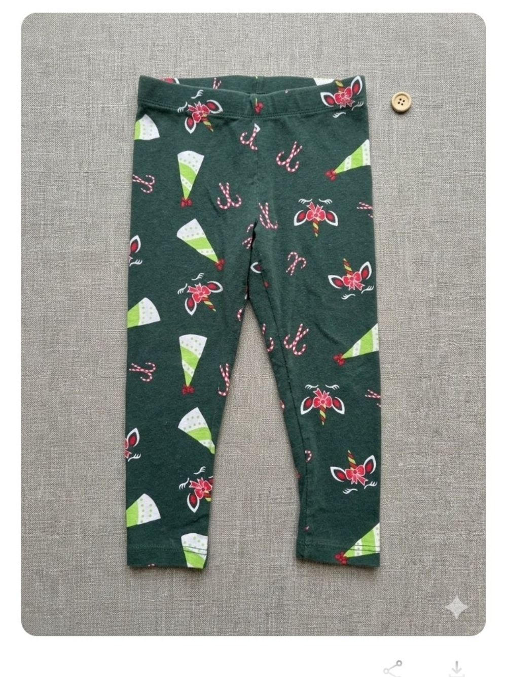 Girls 3t Toddler PRELOVED  Dark Green Holiday Candy Cane Leggings Christmas